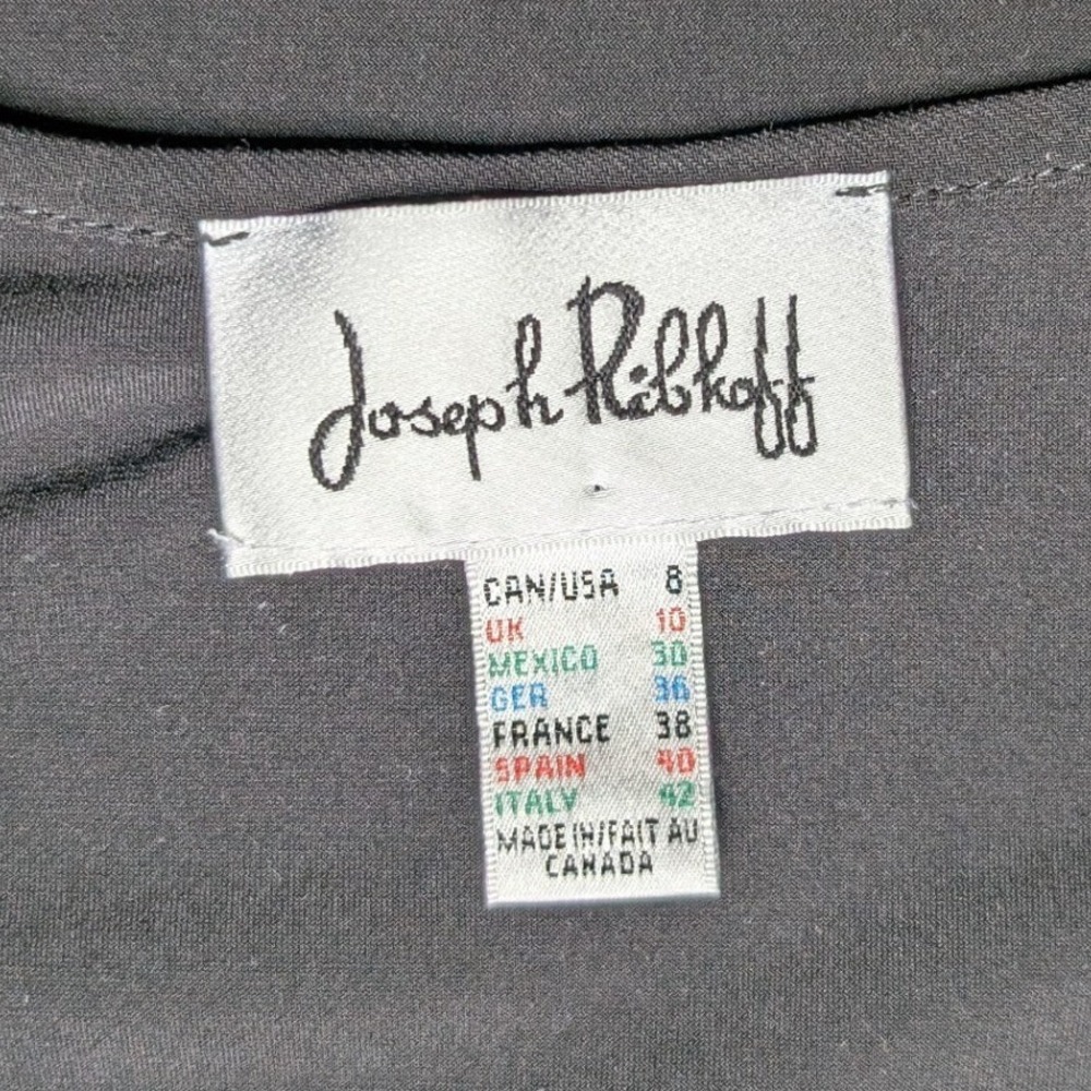 Vintage Joseph Ribkoff Size 8 Black Tank Top Mesh Trim Lightweight Flowy Layer - Picture 3 of 3